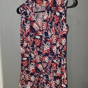 SJS floral red white and navy tank top